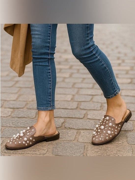 Catherine Malandrino Shoes - CATHERINE MALANDRINO Pillary Pearl & Crystal Slip-On Mule